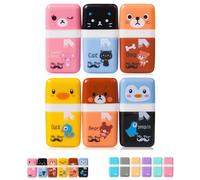 Mr. Pen - Gomma con coperchio e rullo, confezione da 6, tema animale, gomme carine per bambini