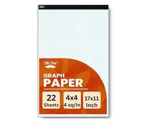 Mr. Pen Graph Paper, Grid Paper, 4x4 (4 Squares per inch), 17"x11", 22 Sheet