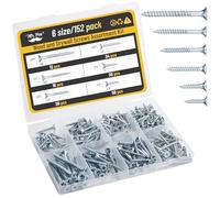 Mr. Pen - Kit di viti per legno assortite, 152 pezzi, argento, a testa piatta Phillips, 6 misure (5,1 cm, 1-1/2", 1-1/4", 1", 3/4", 1/2"), viti per legno assortite resistenti per la lavorazione del