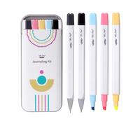 Mr. Pen - Kit per il journaling, confezione da 5 penne, evidenziatori e matita meccanica con custodia rigida per il trasporto. Kit di forniture p