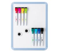 Mr. Pen - Lavagna cancellabile a secco 12,5"""" x 9,5"""" con 8 pennarelli cancellabili a secco e 2 magneti per lavagna Lavagna bianca cancellabile a