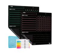 Mr. Pen Lavagna magnetica cancellabile a secco per pi bambini, confezione da 2 con 6 pennarelli con cappuccio e tabella magnetica per le faccend