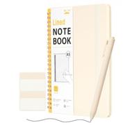 Mr. Pen- Lined Spiral Journal Notebook for Women & Men, 160 Pages, Leather Hardcover Notebook, A5(5.7" x 7.9"), Beige, 1 Pc Pen, 50 Pcs Sticky Notes, 1 Elastic Band