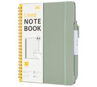Mr. Pen- Lined Spiral Journal Notebook for Women & Men, 160 Pages, Leather Hardcover Notebook, A5(5.7" x 7.9"), Green, 1 Pc Pen, Elastic Band, 50 Pcs Sticky Notes