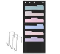 Mr. Pen - Organizer da parete da appendere, 6 tasche, nero, 3 ganci per porta inclusi, organizer per documenti da appendere alla porta, organizer per cartelle da parete