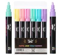 Mr. Pen - Pennarelli a gesso, confezione da 6, colori assortiti, 8 etichette, pennarelli per lavagna e vetro, penne a gesso liquido, cancellabili