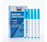 Mr. Pen - Pennarelli per tessuto per cucito, confezione da 5, blu, cancellabili, solubili in acqua, pennarelli per tessuti per cucire cancellabili, pennarelli lavabili in tessuto, penna solubile in