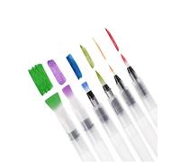Mr. Pen - Pennelli per acquerelli, 6 pezzi, 3 punte a punta e 3 punte piatte, setole in nylon, penne ad acquerello ricaricabili per acrilico, guazzo, pastelli, ideali per artisti, disegni, schizzi