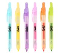 Mr. Pen- Retractable Highlighters 6 Pack Pastel Colors Chisel Tip