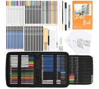 Mr. Pen - Set da disegno artistico professionale da 81 pezzi con libro da disegno e pagine da colorare - grafite, carbone, acquerello, matite metalliche e colorate, custodia, copertina per notebook e