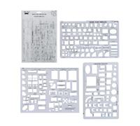 Mr. Pen - Set di 3 modelli con forme e righello per disegno architettonico, per planimetria, interior design, mobili