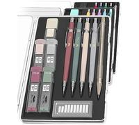 Mr. Pen - Set di matite meccaniche artistiche, 5 matite meccaniche vintage (0,3, 0,5, 0,7, 0,9, 2,0 mm), 5 mine HB e 10 ricariche per gomma, matite da disegno di precisione per schizzi, scrittura e