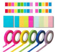 Mr. Pen - Set di note adesive e nastri adesivi, linguette adesive, piccole note adesive, nastro evidenziatore, linguette adesive colorate per qua