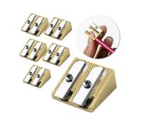 Mr. Pen - Temperamatite portatile in metallo, confezione da 6, 2 fori doppi (standard e Jumbo), temperamatite manuale in metallo dorato per matite colorate e grafite, scuola, ufficio, arte e disegno