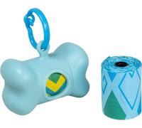 Mr Poop, Distributeur de sacs à déjections pour animaux, Compact et ergonomique, avec Rouleaux parfumés, Facile à utiliser, Durable, Bleu, Taille Nano