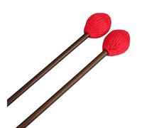 Mr.Power Marimba Mallets - Testa in filato con manico in legno e manico in acero, bacchette per strumenti a percussione per basso (testa in filato medio duro, rosso)