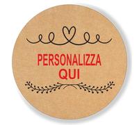 Mr Pubblicità -100 Etichette Adesive Personalizzate Kraft - Stickers Regalo Matrimonio, Battesimo, Nascita, Comunione, Bomboniere e Fai-da-Te (Tipo 5)