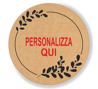 Mr Pubblicità -100 Etichette Adesive Personalizzate Kraft - Stickers Regalo Matrimonio, Battesimo, Nascita, Comunione, Bomboniere e Fai-da-Te (Tipo 1)
