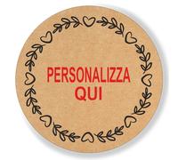 Mr Pubblicità - 100 Etichette Adesive Personalizzate Kraft - Stickers Regalo Matrimonio, Battesimo, Nascita, Comunione, Bomboniere e Fai-da-Te (Tipo 4)