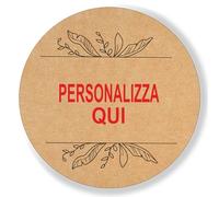 Mr Pubblicità - 100 Etichette Adesive Personalizzate Kraft - Stickers Regalo Matrimonio, Battesimo, Nascita, Comunione, Bomboniere e Fai-da-Te (Tipo 8)