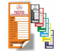 Mr Pubblicità - 105 Etichette Adesive per Tagliando Auto - 5x10 cm - PERSONALIZZATE con Logo e/o Testo - Multicolore - Ideali per Cambio Olio, Manutenzione e Officine - Adesione Forte (Arancio)