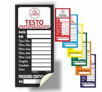 Mr Pubblicità - 105 Etichette Adesive per Tagliando Auto - 5x10 cm - PERSONALIZZATE con Logo e/o Testo - Multicolore - Ideali per Cambio Olio, Manutenzione e Officine - Adesione Forte (Nero)