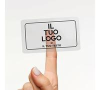 Mr Pubblicità - 50 Adesivi Trasparenti Personalizzabili con Logo e Scritta, PERSONALIZZALO QUI - Etichette per Aziende ed Eventi (Rettangolo)