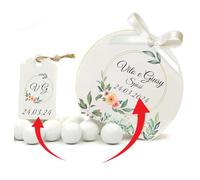 Mr Pubblicità - kit da 75 pezzi PERSONALIZZATI (stampa inclusa) - 25 Scatoline Portaconfetti + 25 Tag + 25 Nastrini, Per Sposi, Matrimonio, Nozze, Promessa, Scatolino, Bomboniera