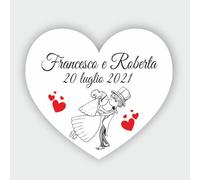 Mr Pubblicità - n. 100 Adesivi cuore personalizzati per matrimonio, con nome e data, etichette adesive per inviti, matrimoni - PERSONALIZZALO QUI