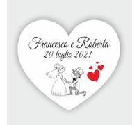 Mr Pubblicità - n. 100 Adesivi cuore personalizzati per matrimonio, con nome e data, etichette adesive per inviti, matrimoni - PERSONALIZZALO QUI