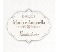 Mr Pubblicità - N. 100 -Adesivi Matrimonio con Stampa Inclusa Personalizzati con nome e data, Tag nozze, etichette adesive per sposi,nozze, Chiudipacco Sacchetti Bomboniere Scatoline