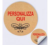 Mr Pubblicità - n. 100 Etichette Adesive Kraft tag PERSONALIZZALO QUI Adesivi Regalo Stickers Handmade per Matrimonio, Regalo, Cerimonia, occasione (Tipo 9)