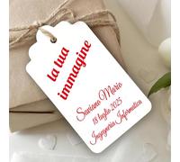 Mr Pubblicità - n. 60 Tag Bigliettini Bomboniera Personalizzati con Stampa inclusa- Etichette per Laurea - Cartellini tag per bomboniere personalizzabili - Etichette (Personalizzato)