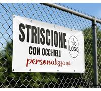 Mr Pubblicità - Striscione Personalizzato con Immagine, Logo o Testo - Banner in PVC Occhiellato per Esterni - Stampa Inclusa - Perfetto per Feste, Eventi o Pubblicità (100x100)