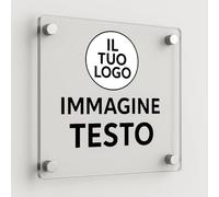 Mr Pubblicità - Targa Personalizzata Plexiglass Personalizzata, Stampata con Logo Testo o Immagine, Insegna, Cartello, Targhetta (Quadrato 20 cm)