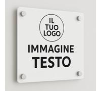 Mr Pubblicità - Targa Personalizzata Plexiglass Personalizzata, Stampata con Logo Testo o Immagine, Insegna, Cartello, Targhetta (Quadrato 20 cm) (BIANCO)