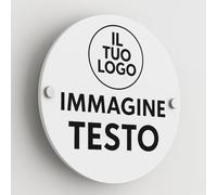 Mr Pubblicità - Targa Personalizzata Plexiglass Personalizzata, Stampata con Logo Testo o Immagine, Insegna, Cartello, Targhetta (Cerchio 25 cm) (BIANCO)