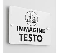 Mr Pubblicità - Targa Personalizzata Plexiglass Personalizzata, Stampata con Logo Testo o Immagine, Insegna, Cartello, Targhetta (20x15 cm) (BIANCO)