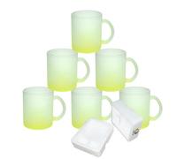 MR.R 11 once Set di 6 sublimazione Blanks Tazza in vetro giallo fluorescente smerigliato, tazze da caffè con manico per trasferimento termico del rivestimento termico