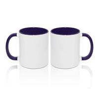 MR.R 325 ml, tazze da caffè a sublimazione, 2 pezzi, bianco con colore interno viola, manico, porcellana, tazza, tazza da caffè, 11 oz, classico, casa, tutte le occasioni