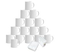 MR.R Set di 16 Tazze per sublimazione Lavabili in lavastoviglie Tazze da caffè in ceramica bianca Tazze da caffè classiche in ceramica vuote da 11 once per latte Tè Cola Acqua