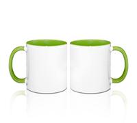 MR.R Set di 2 tazze da caffè vuote per sublimazione, 325 ml, tazza bianca bianca con tazza di colore verde interno e manico, set da 2
