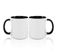 MR.R Set di 2 tazze da caffè vuote per sublimazione, 325 ml, tazza bianca con interno e manico di colore nero