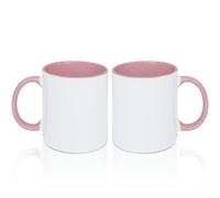 MR.R Set di 2 tazze da caffè vuote per sublimazione, 325 ml, tazza bianca con interno e manico di colore rosa