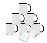 MR.R Set di 6 11 oz Ceramica Vuoto Sublimazione Colore Interno Tazza Caffè Rivestito Lavabile Sicuro Trasferimento di Calore Colorante Nero