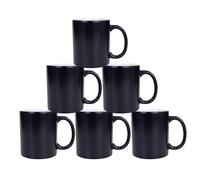 MR.R Set di 6 sublimazione Blanks Magic Black cambia colore tazza in ceramica porcellana lucida 11 once tazza di acqua calda sensibile al calore con manico rotondo nero lucido