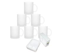 MR.R Set di 6 tazze in vetro smerigliato per sublimazione, con manico, per trasferimento termico e rivestimento termico, 325 ml
