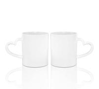 MR.R Tazze da caffè in ceramica bianca per lavastoviglie a sublimazione, 325 ml, in ceramica, classica, con manico a forma di cuore, per latte, tè, acqua cola, set di 2