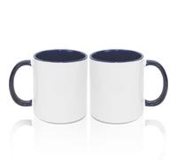 MR.R Tazze da caffè vuote a sublimazione da 311,8 ml, tazza bianca con tazza di colore blu scuro interna e maniglia, set da 2