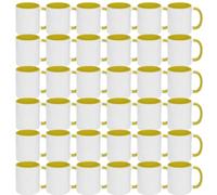 MR.R Tazze da caffè vuote sublimazione da 311,8 g, tazza bianca con tazza di colore giallo interno e manico, set di 36